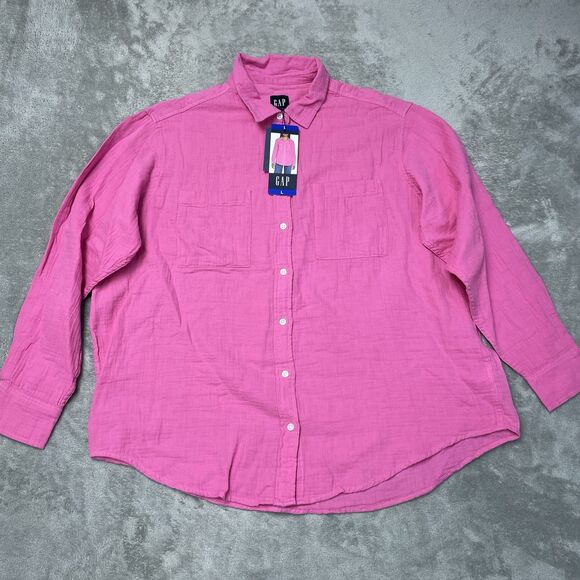 GAP Women's L Blouse Pink Cotton H1111 - Picture 2 of 8